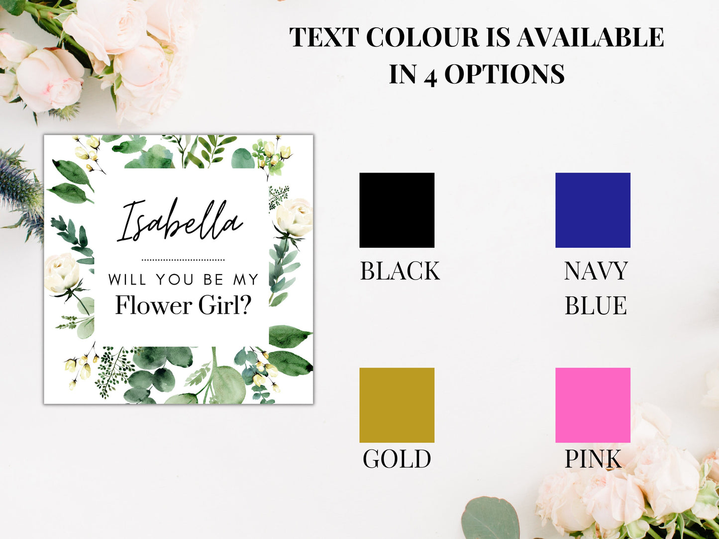 Personalised Flower Girl Sticker/ Greenery Will You Be My Flower Girl Candle Label/ Botanical Proposal Box/ Bachelorette Label/ A05/ A39