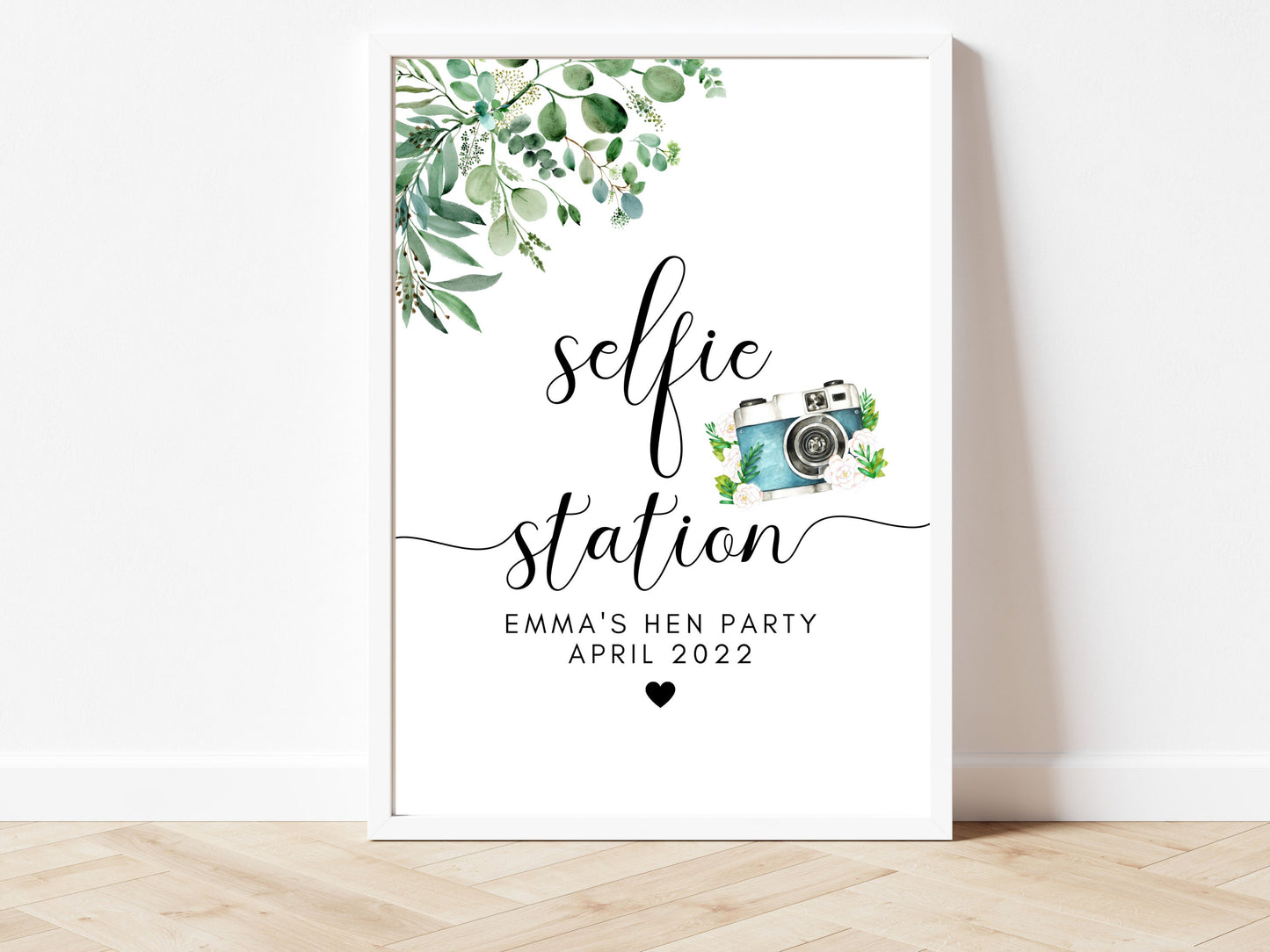 Lets Get This Party Started Sign/ Hen Party Photo Booth Fun Poster/ Social Media/ Eucalyptus Greenery Floral Bride to Be/ Hen Do Decor/ AK1