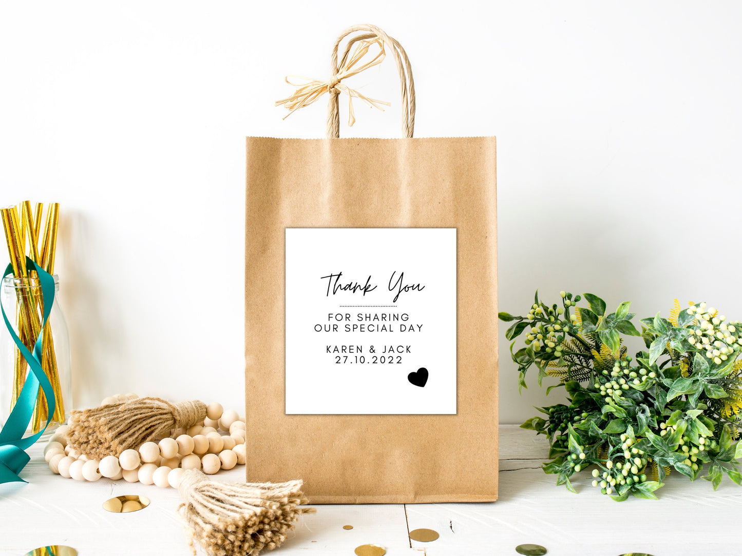 Personalised Thank You for Sharing our Special Day Wedding Sticker/ Favour Labels/ Wedding Sweet Bag Stickers/ Gift Box/ Candle Favour Label