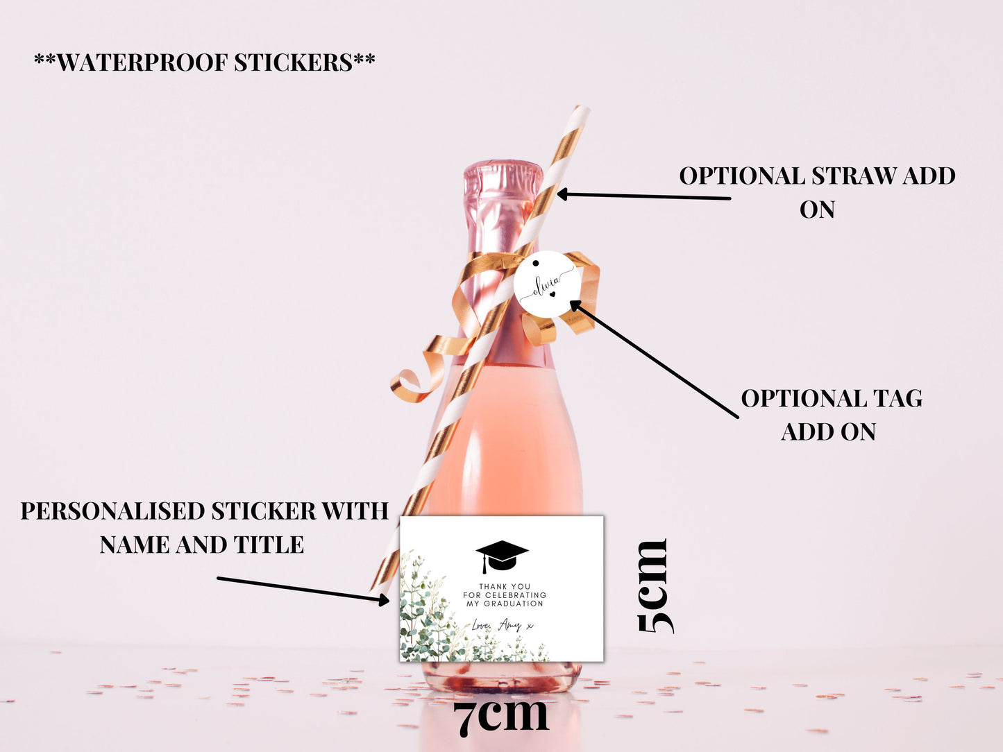 Personalised Thank You for Celebrating My Graduation Sticker/ End of Year Graduation/ University Sticker Wine/ Gift Bag/ Box/ Prosecco Label