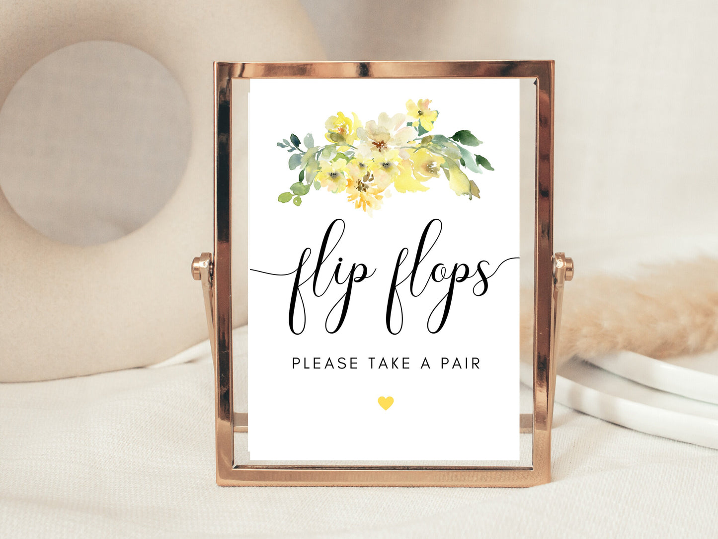 Personalised Birthday Flip Flops Sign/ Yellow Roses Flowers Happy Birthday Party Decorations/ Party Favour Poster/ Cute Gift for Guests