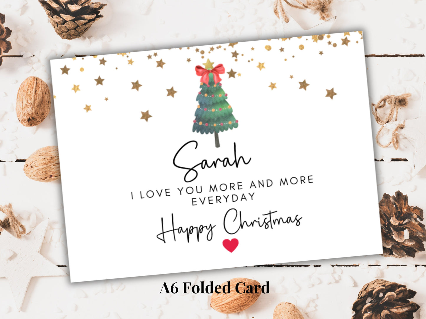 I Love You More and More Everyday Romantic Christmas Card/ Merry Christmas to Partner/ Boyfriend/ Happy Christmas/ Season Greetings