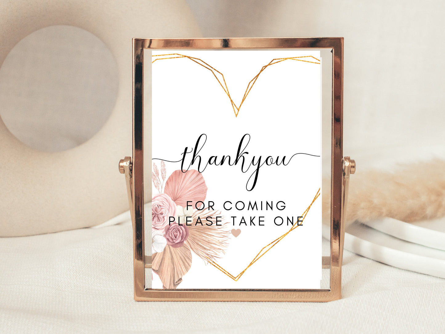 Personalised Birthday Thank You Sign/ Pampas Grass Happy Birthday Party Guest Favour Decoration/ Please Take One Poster/ Gifts Presents Sign