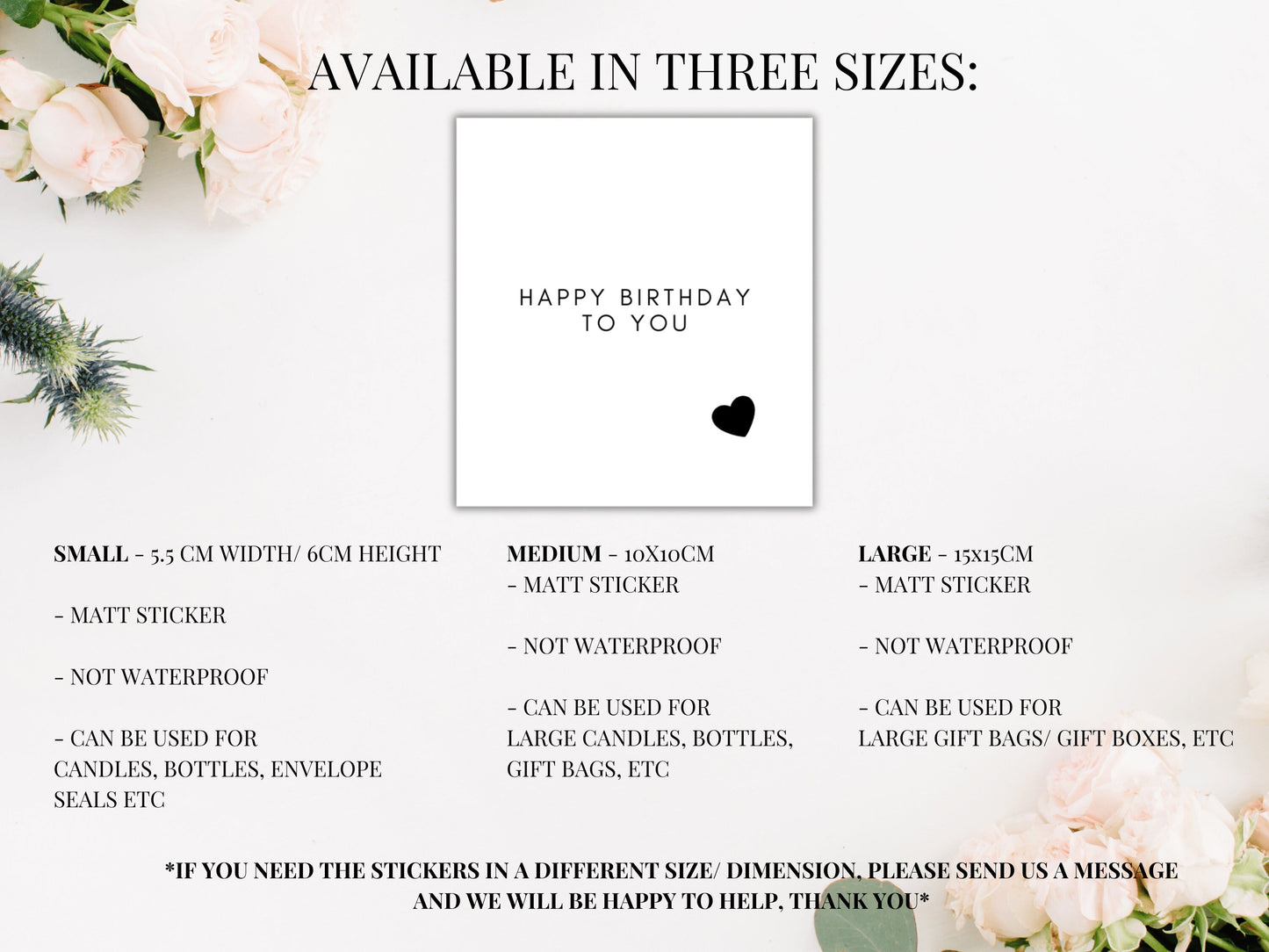 Happy Birthday to You Candle Label/ Novelty Monochrome Happy Birthday Gift Box Label/ Birthday Party Gift for Her/ Him Bag Sticker Decor