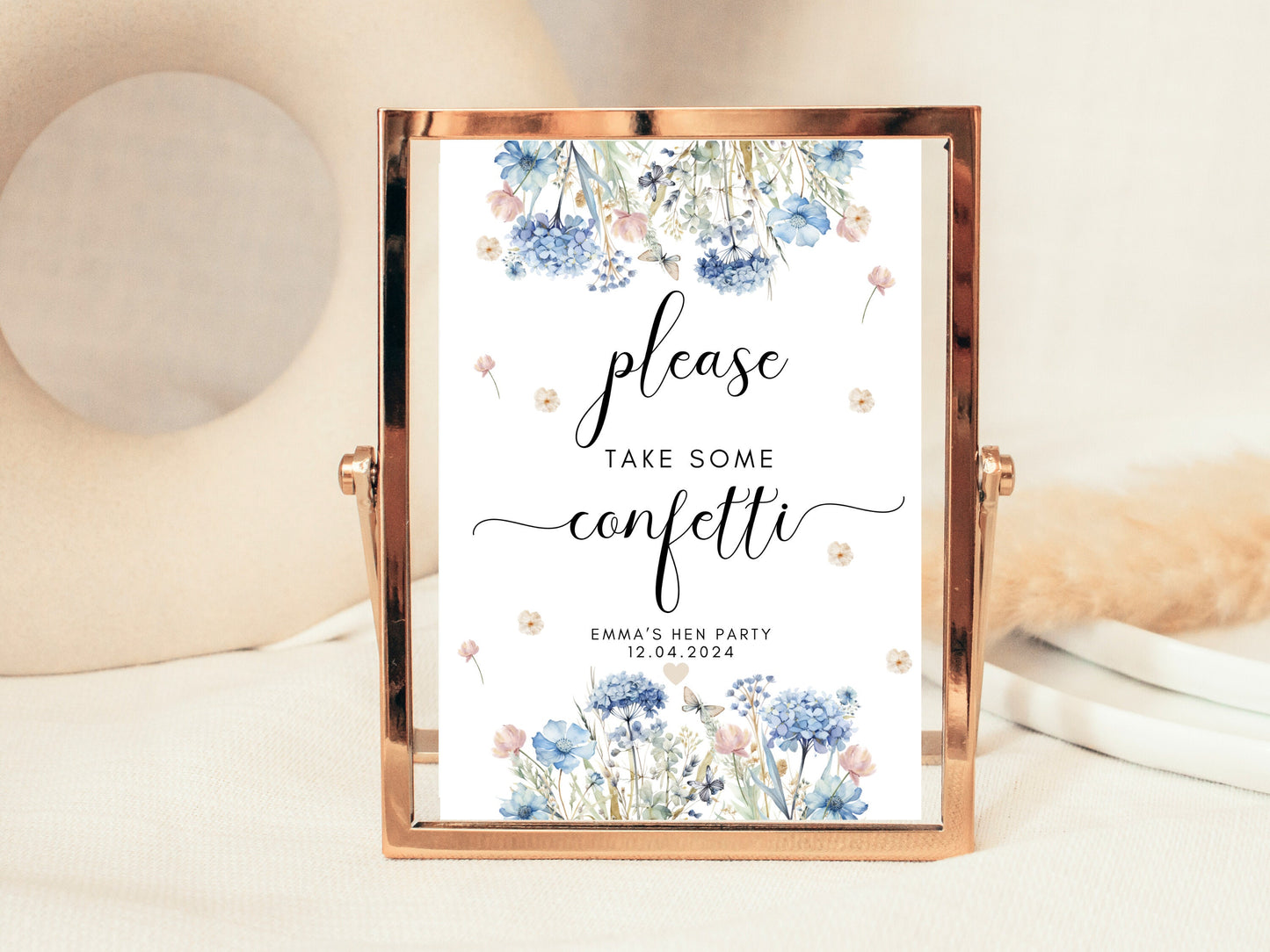 Please Take Some Confetti Sign/ Blue Theme Wedding Reception Poster/ Guest Favours/ Please Take A Favour Floral Pastel Neutral