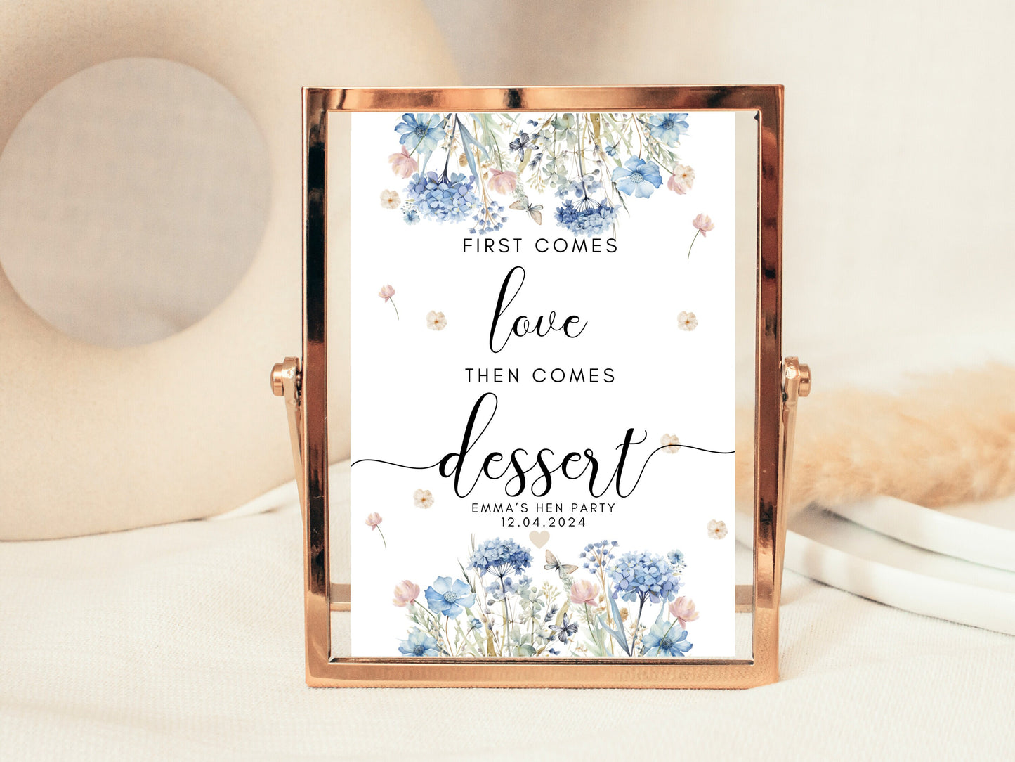 First Comes Love Then Comes Dessert Sign/ Sweets Pick n Mix Cake Cupcake/ Blue Theme Wedding Reception Guest Presents/ Please Take A Favour