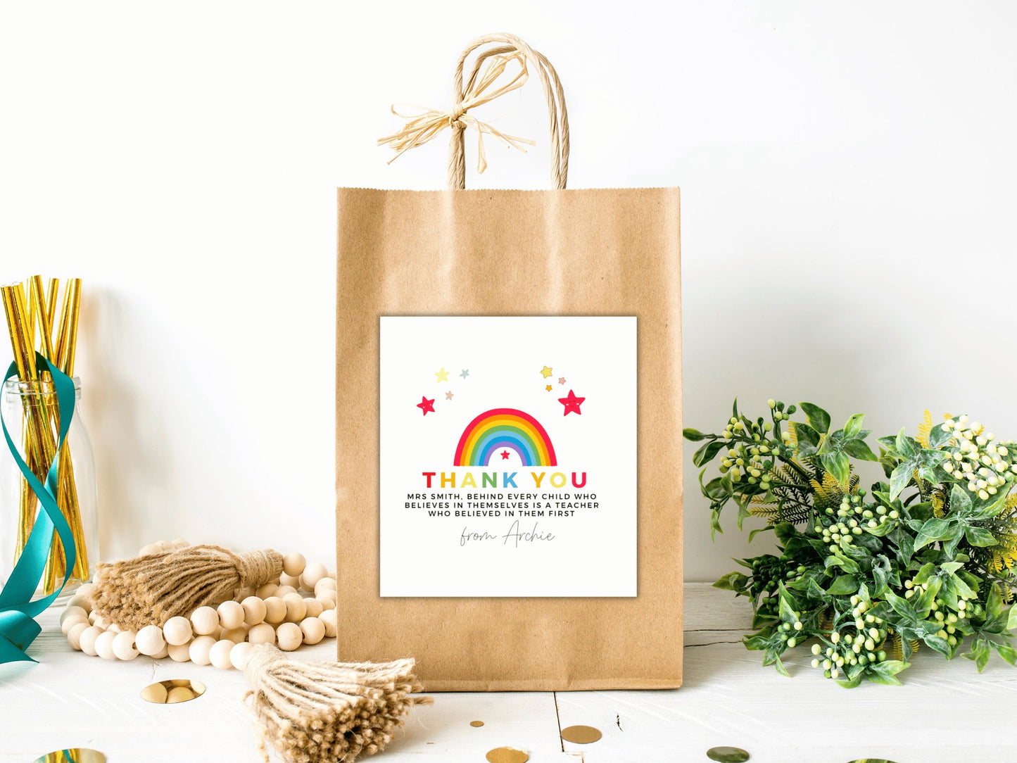 Personalised Behind Every Child Who Believes in Themselves is a Teacher Who Believed in Them First Candle Label/ End of Year School Gifts