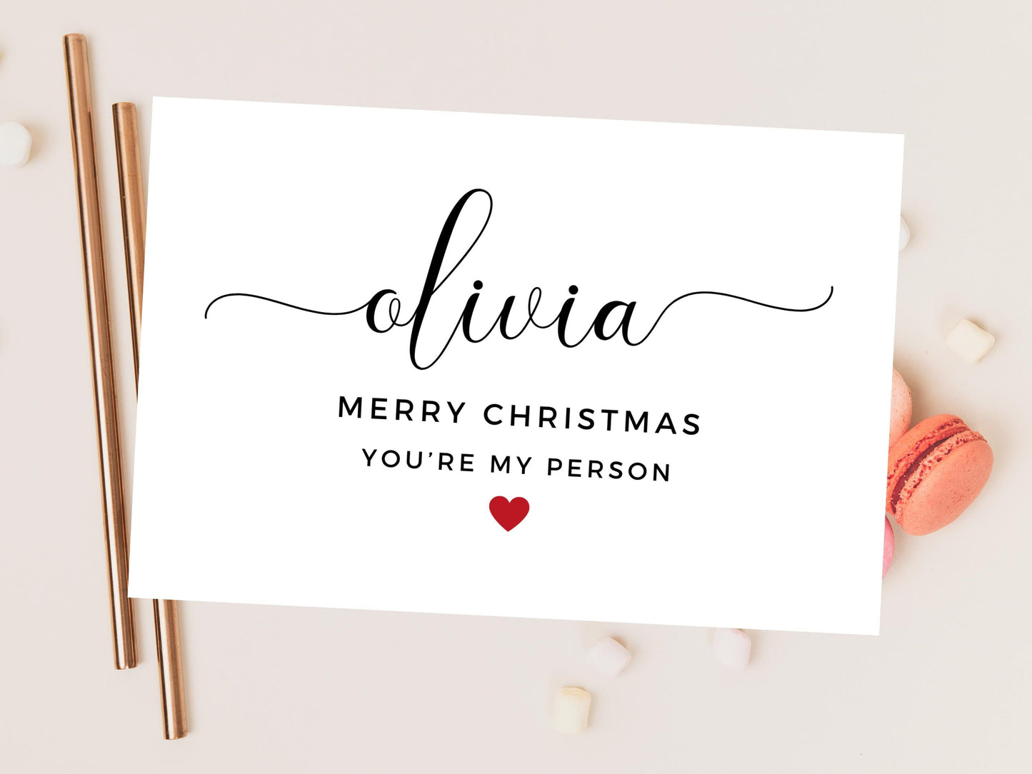 Personalised Youre My Person Merry Christmas Card/ Happy Christmas/ Season Xmas Greetings Card