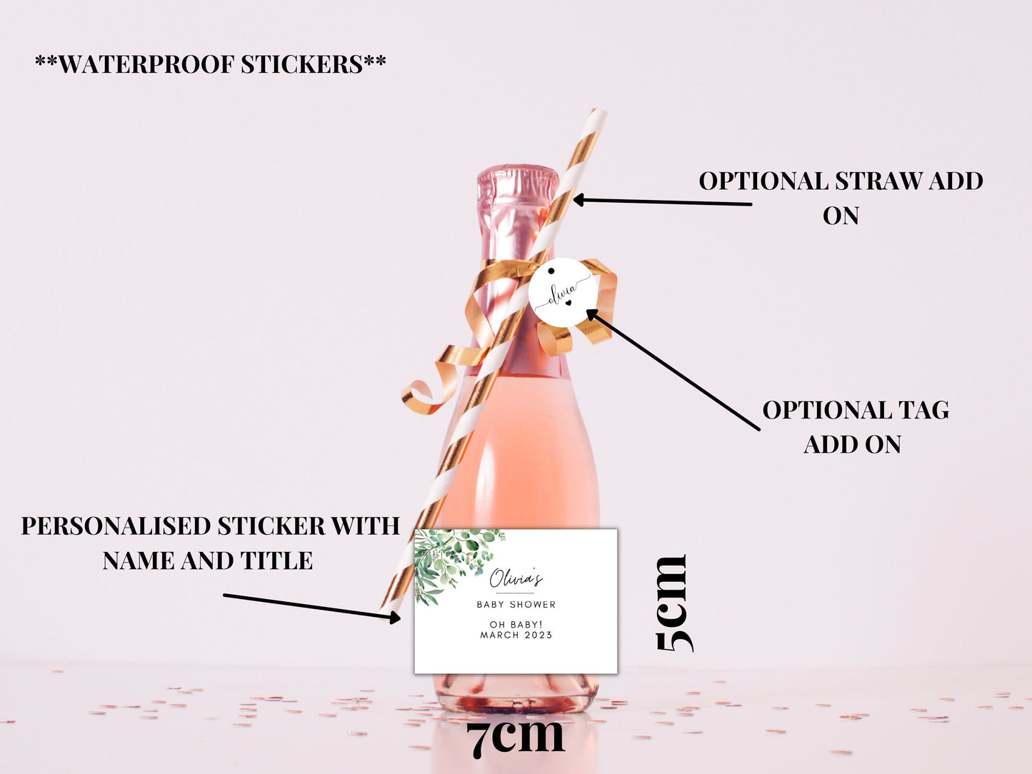 Oh Baby Prosecco Bottle Stickers