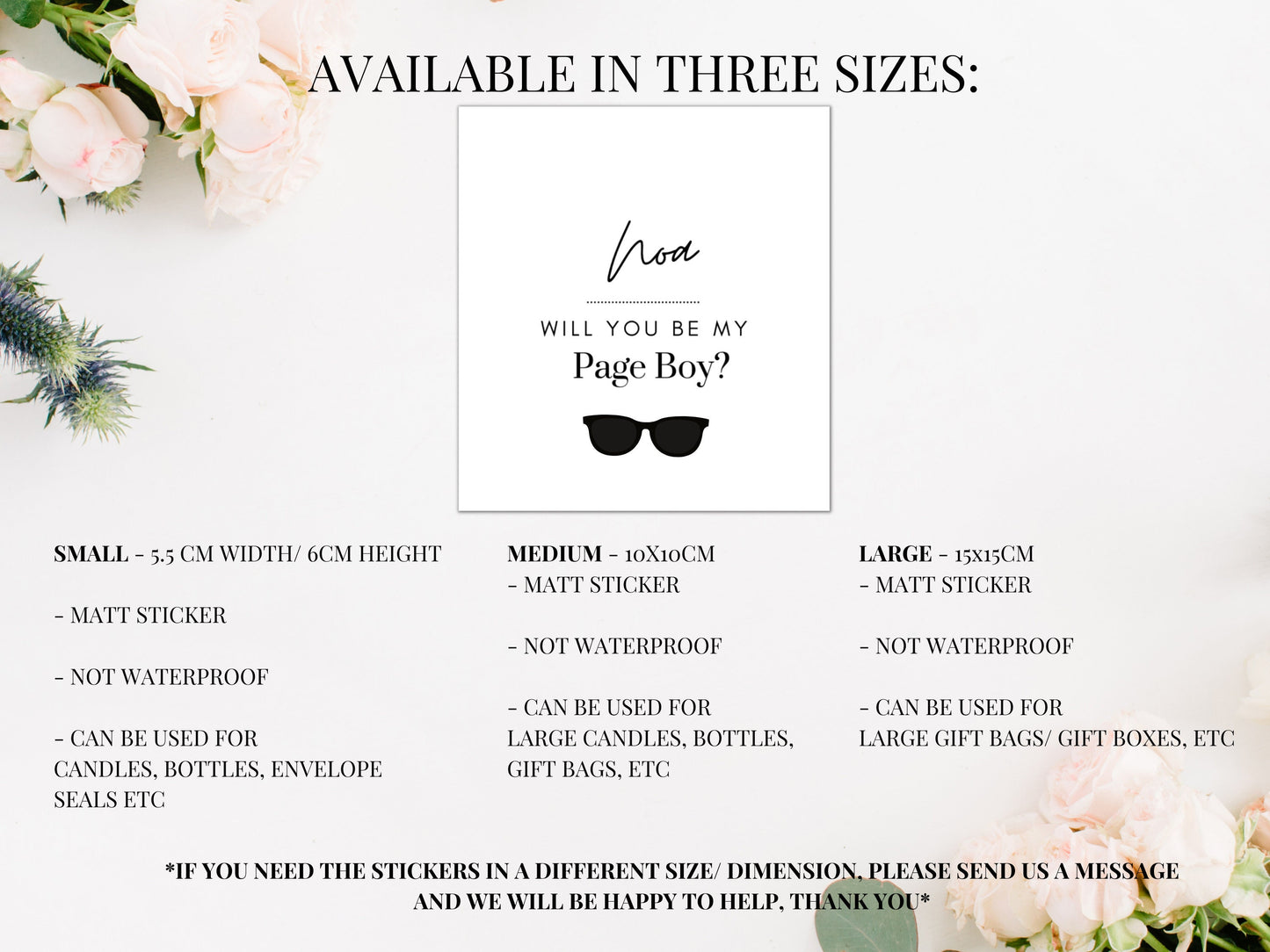 Personalised Page Boy Sticker/ Will You Be My Page Boy Cool Sunglasses Label/ Grooms Man Wedding Party/ Best Man Friend Gift Label/ A05/ A45