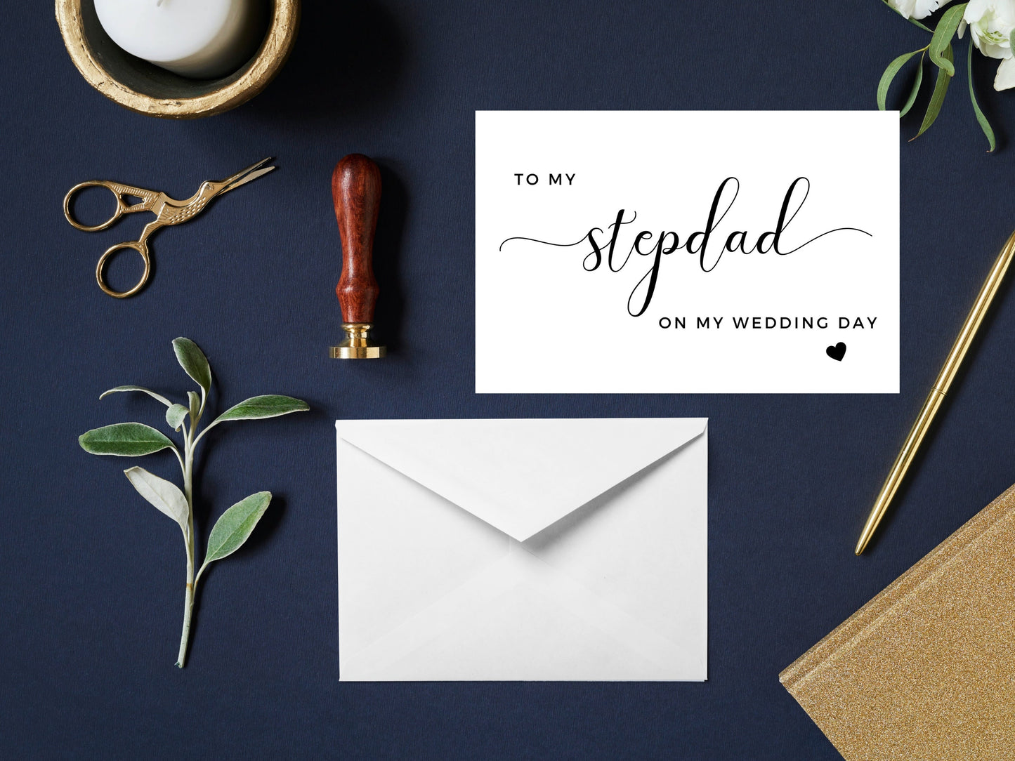 To My Stepdad on My Wedding Day/ Present for Step Father/ Gift for Step Parents/ To My Special Stepdad Appreciation Card/ A40/ A51