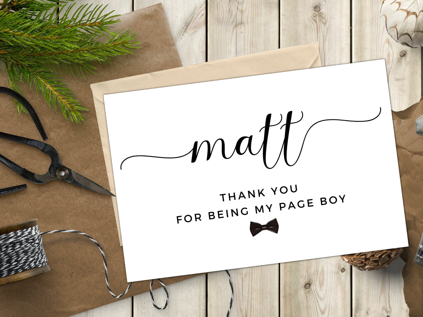Page Boy Thank You Card/ Personalised Thank You For Being My Page Boy Card/ Gift for Usher Appreciation Card/ Card for Groomsman/ A40/ A51