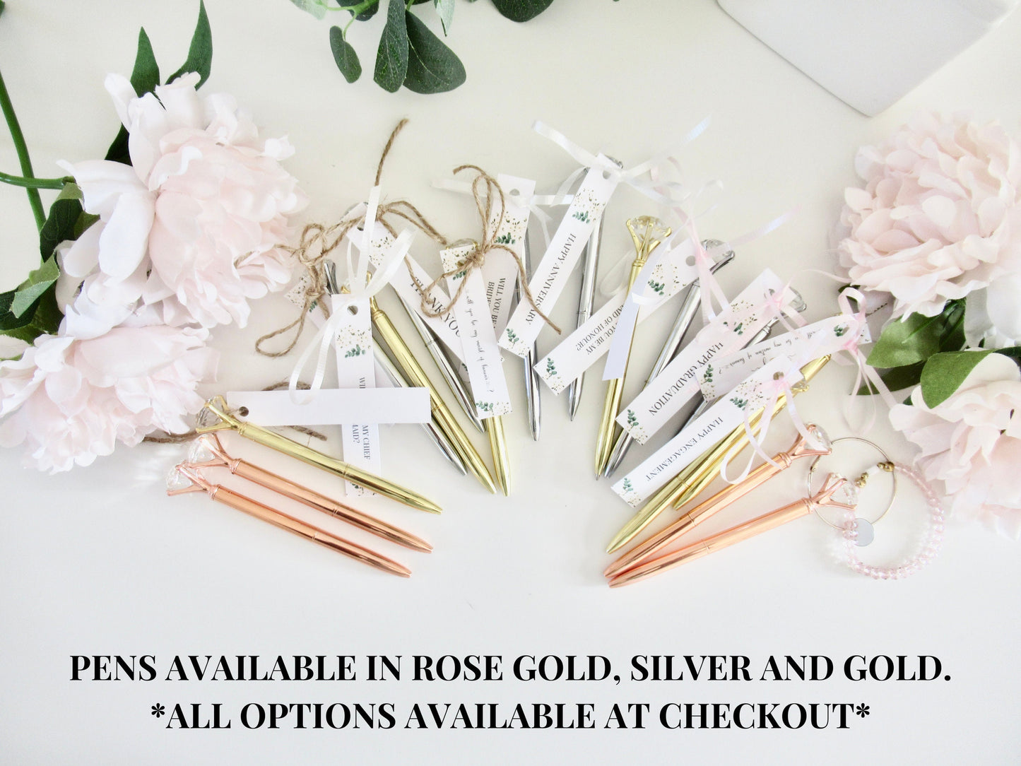 Personalised Maid of Honour Pen/ Maid of Honour Wedmin/ Wedding Admin Stationary Gold Diamond Pen/ Gold Crystal Pen Gift/ A49