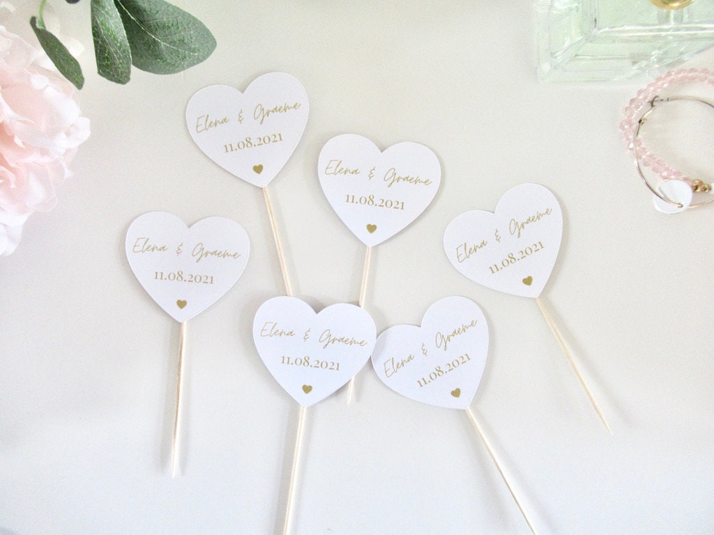 Personalised Engagement Party Cupcake Toppers/ Pastel Heart Shaped Bridal Party Topper/ Engagement Bridal Shower Topper Party/ A11/ A25