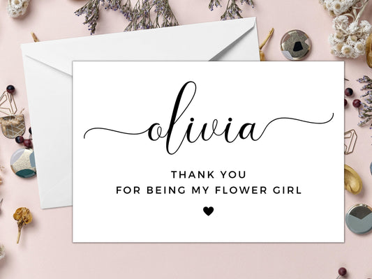 Personalised Flower Girl Thank You For Being My Card/ Flower Girl Appreciation Gift/ Post Wedding Card for Flower Girl/ Bridesmaid/ A40/ A51