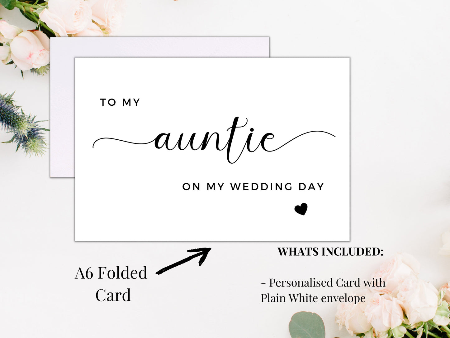 To My Auntie on My Wedding Day/ Present for Auntie/ Gift for Special Auntie/ To My Auntie Appreciation Card on Wedding Day/ A40/ A51