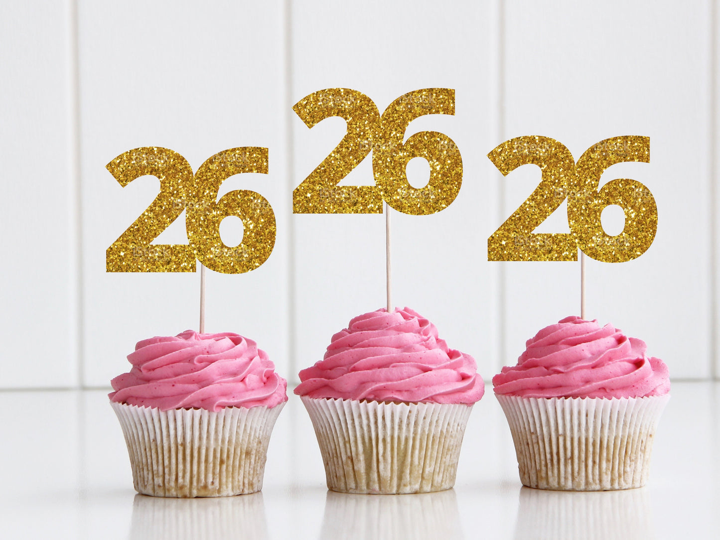 Number Twenty Six Cupcake Glitter Topper/ 26th Wedding Anniversary Cupcake Topper/ 26th Celebration Party Cake/ Any Occasion Topper/ A11