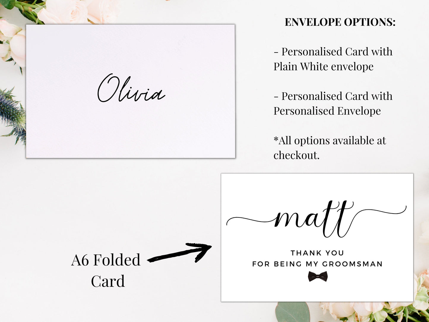 Groomsman Thank You Card/ Personalised Thank You For Being My Groomsman Card/ Gift for PageBoy Appreciation Card/ Card for Usher/ A40/ A51