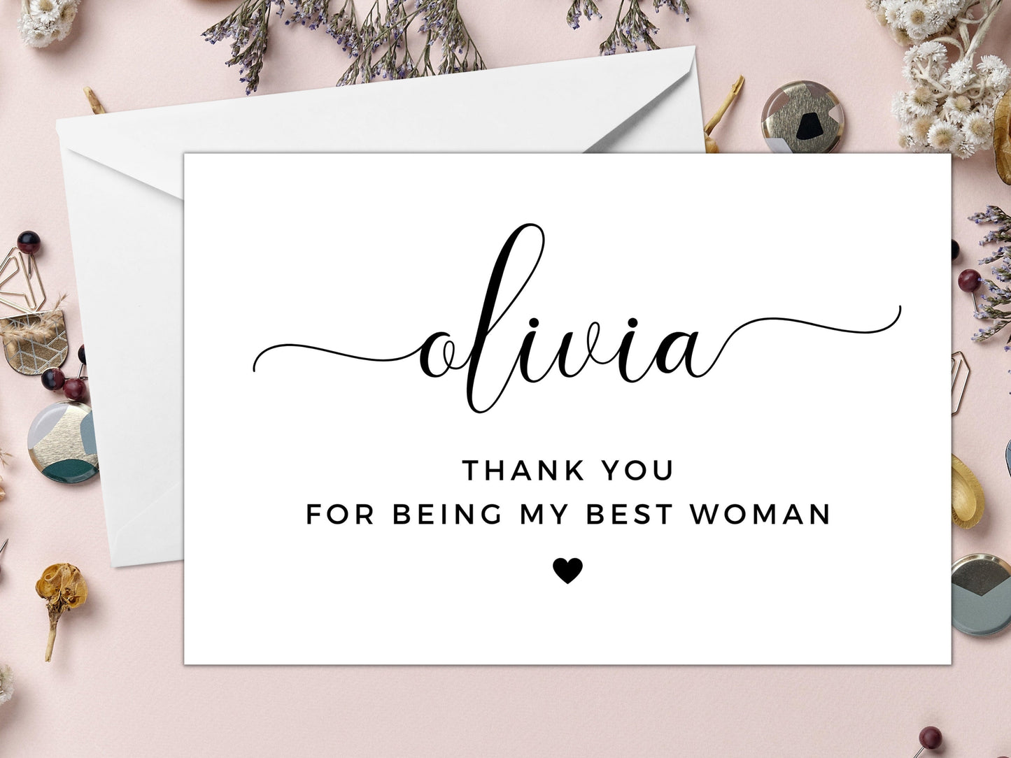 Personalised Best Woman Thank You For Being My Best Woman Card/ Gift for Best Woman Appreciation Present Card/ Card for Bridesmaid/ A40/ A51