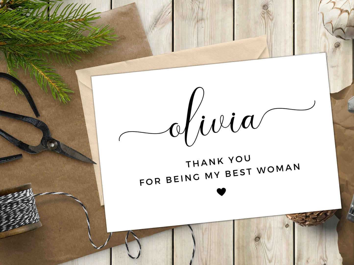 Personalised Best Woman Thank You For Being My Best Woman Card/ Gift for Best Woman Appreciation Present Card/ Card for Bridesmaid/ A40/ A51