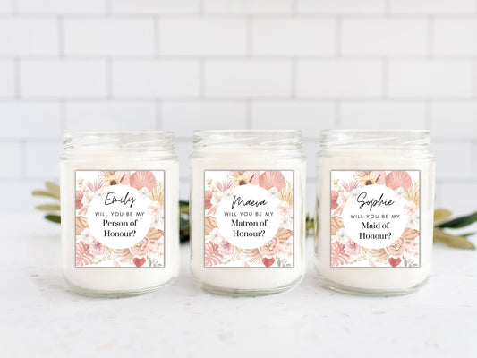 Personalised Blush Gold Pampas Will You Be My Bridesmaid Label/ Pink Blush Proposal Box Filler/ Boho Bachelorette/ Maid of Honour Label/ A05