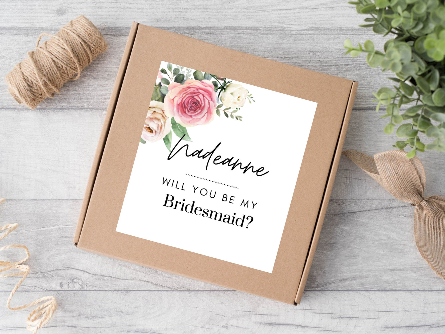 Personalised Person of Honour Sticker/ Floral Will You Be My Person of Honour Candle Label/ Pink Rose Proposal Box Boho Sticker/ A05/ A43