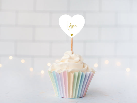 Custom Vegan Party Cupcake Topper Food Labels/ Vegetarian Pastel Food Pick Tags Topper/ Cute Party Food Allergy Labels/ Custom Topper/ A11