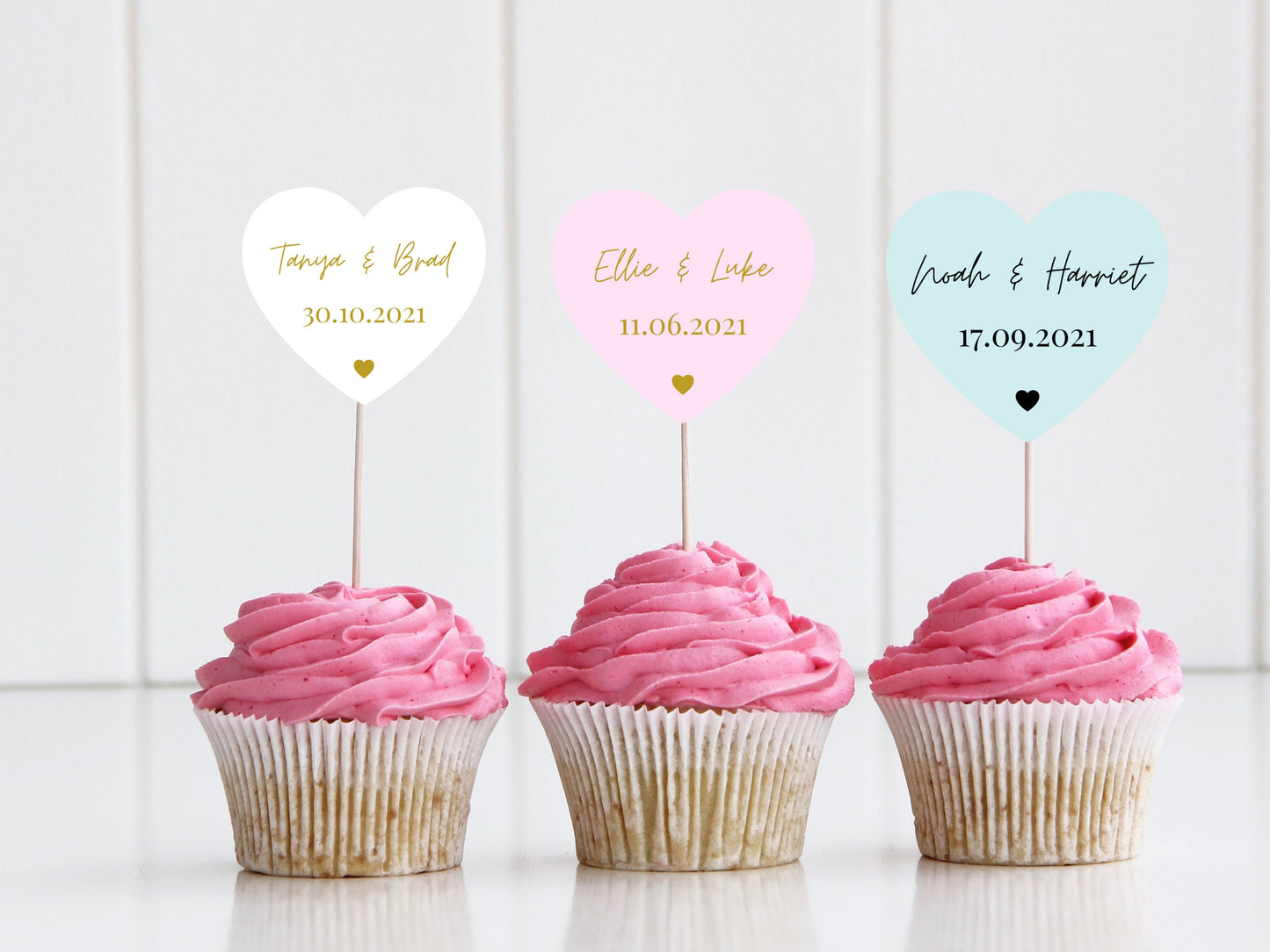 Personalised Engagement Party Cupcake Toppers/ Pastel Heart Shaped Bridal Party Topper/ Engagement Bridal Shower Topper Party/ A11/ A25