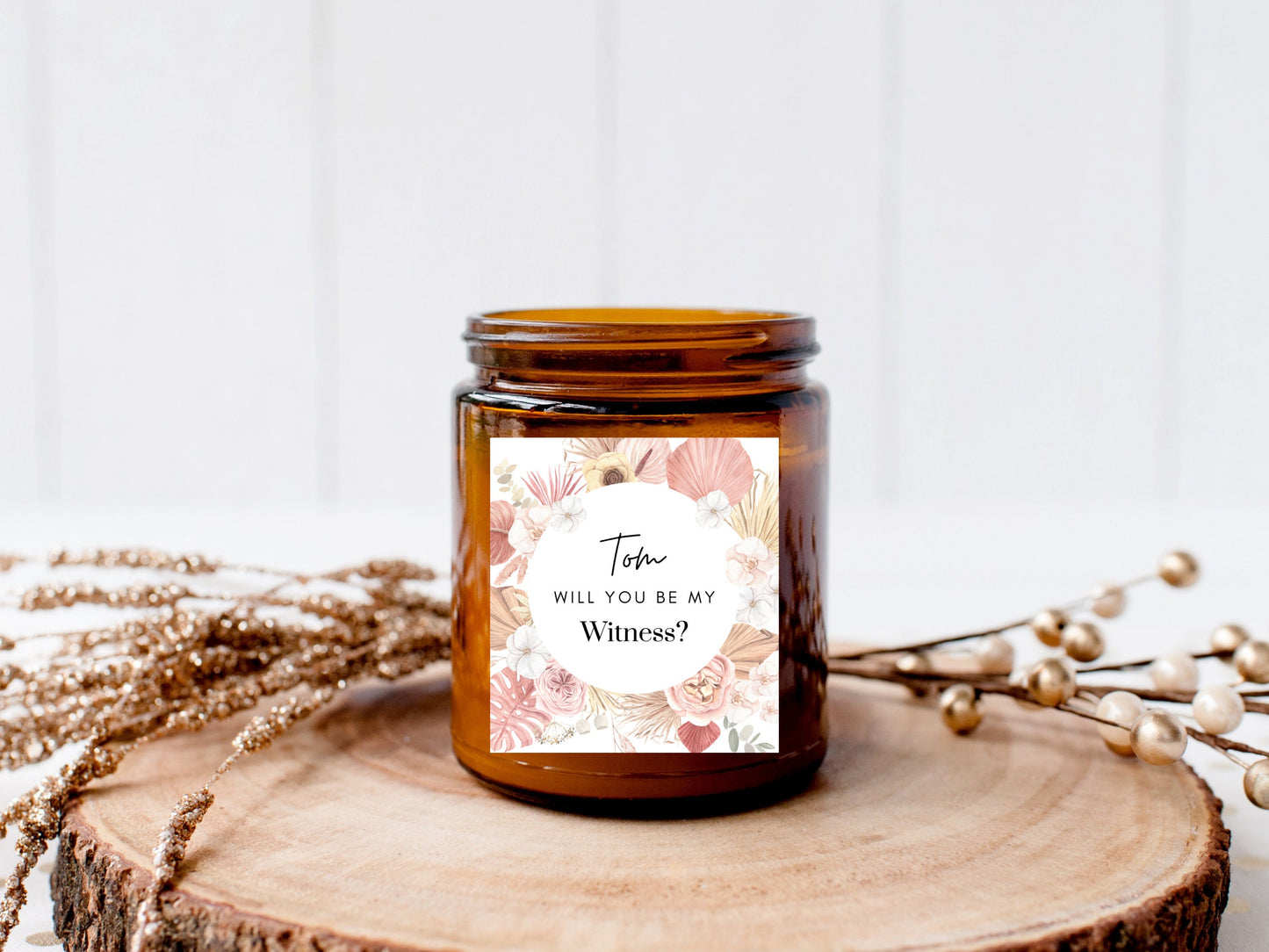 Personalised Blush Gold Pampas Will You Be My Bridesmaid Label/ Pink Blush Proposal Box Filler/ Boho Bachelorette/ Maid of Honour Label/ A05