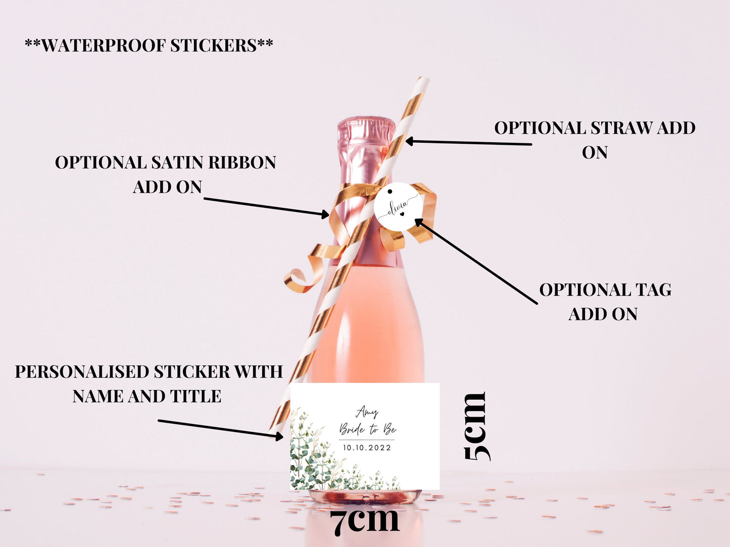 Bride to Be Mini Prosecco Bottle Label/ Hen Party/ Bachelorette Decor/ Floral Eucalyptus Personalised Bridal Shower Wine/ Champagne/ A11