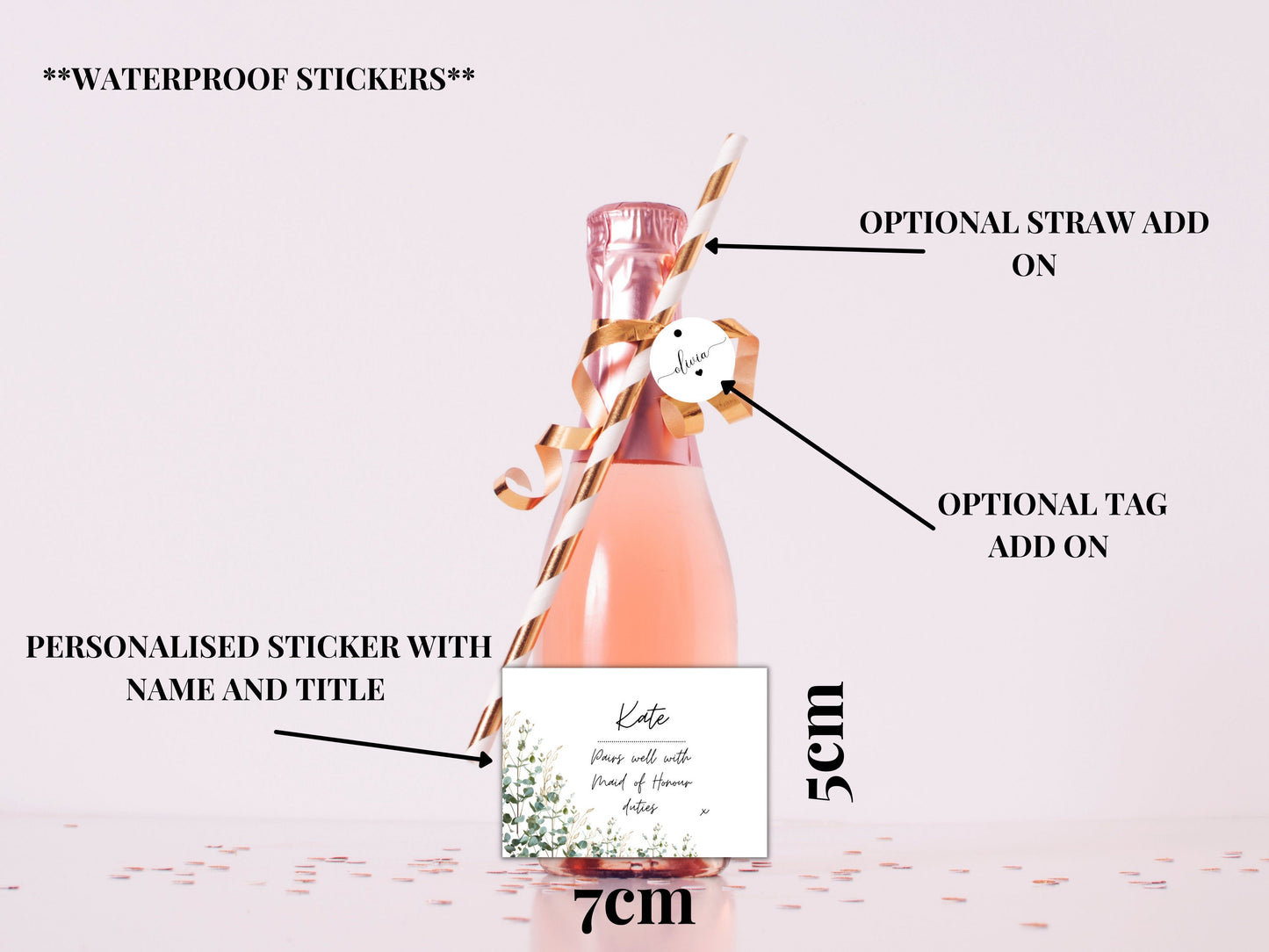 Pairs Well With Maid of Honour Duties Prosecco Bottle Label/ Personalised Mini Wine Bottle Label/ Bridesmaid Proposal Sticker Wedding/ A11