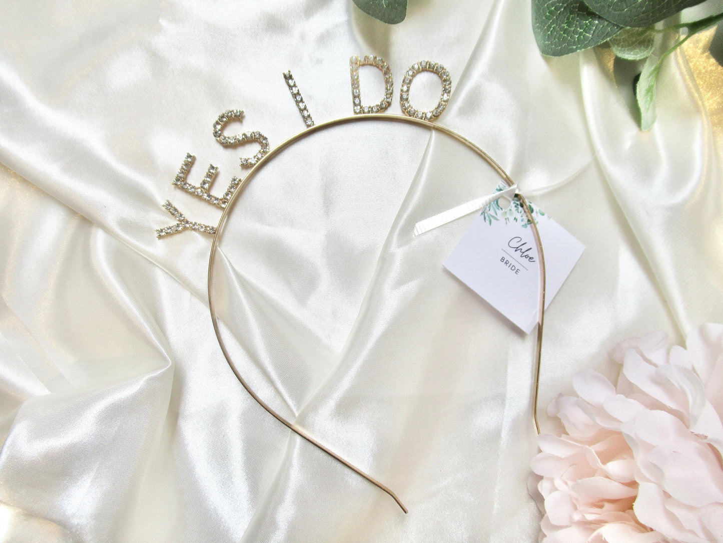 Silver Diamante Yes I Do Hairband/ Silver Crystal Classy Hen Party Accessory/ Silver Bride Headband/ Silver Sparkly Bridal Headband