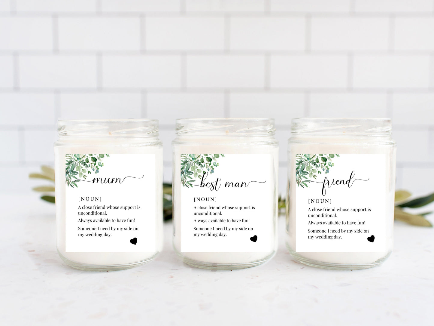 Floral Bridesmaid Definition Label/ Greenery Wedding Proposal Gift Box Label/ Hen Do Gift Bag Sticker/Eucalyptus Maid of Honour Candle Label