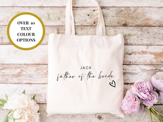 Personalised Father of the Bride Tote Bag/ Gift for Father of the Bride/ Bridal Party Gift/ Bridal Shower Weekend Shopper Bag/ Hen Party Bag