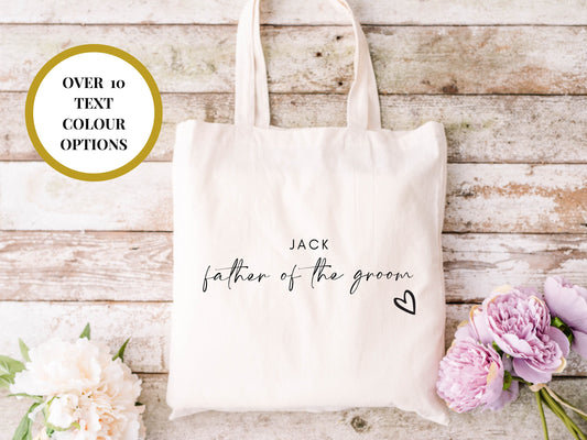 Personalised Father of the Groom Tote Bag/ Gift for Father of the Bride/ Bridal Party Gift/ Bridal Shower Weekend Shopper Bag/ Hen Party Bag