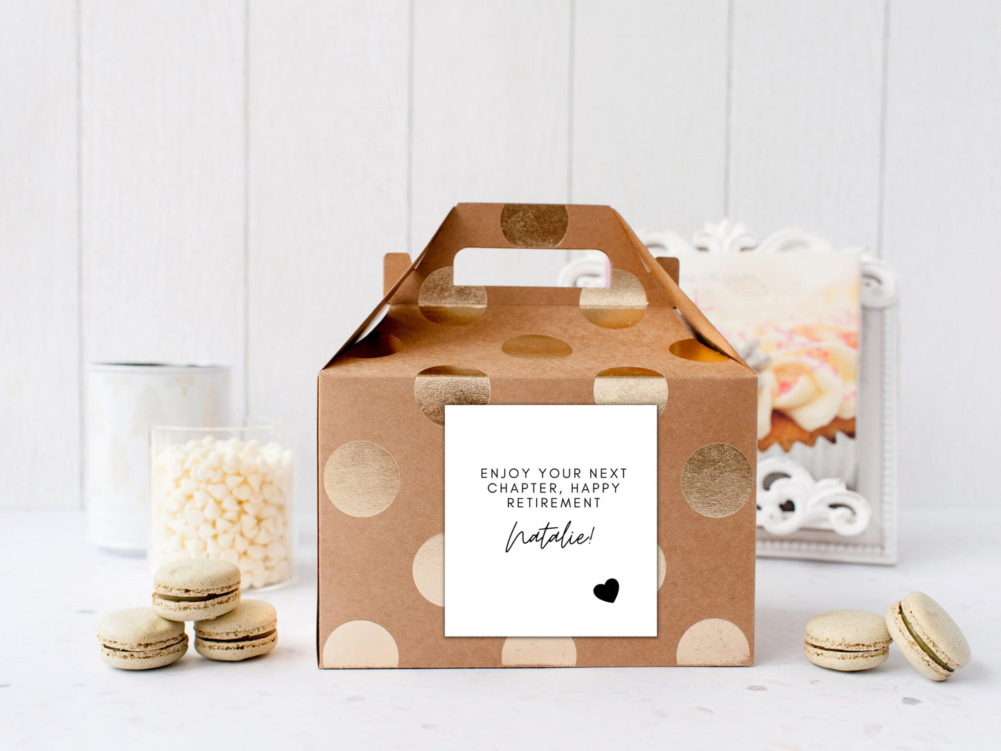 Personalised Enjoy Your Next Chapter Happy Retirement Sticker/ Goodbye Tension Hello Pension/ Congrats on Your Retirement Gift Box/Bag Label