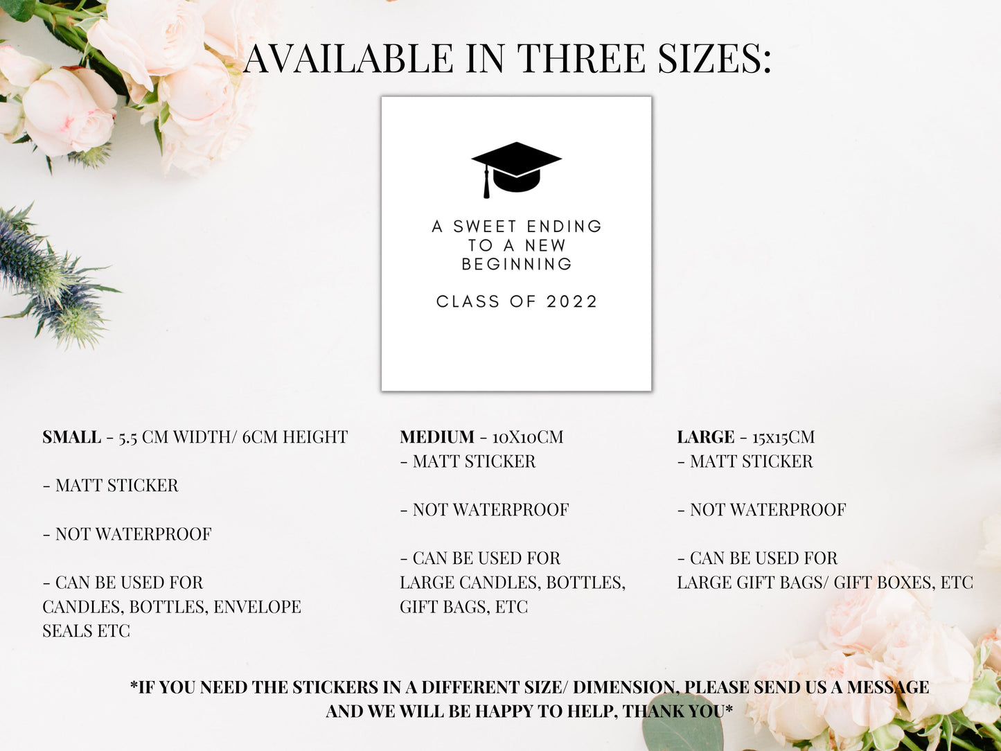 Personalised A Sweet Ending to A New Beginning Sticker/ End of Year Graduation Label/ University Sticker/ Gift Bag Sticker/ Gift Box Label