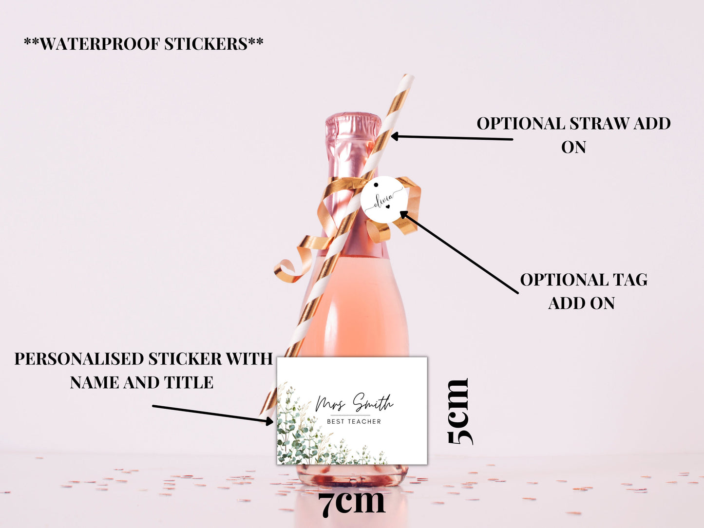 Personalised Best Teacher Prosecco Bottle Label/ End of Year Present/ Best Gift Teacher/ Thank You Gift for Kids Teacher/ Gift Box Filler