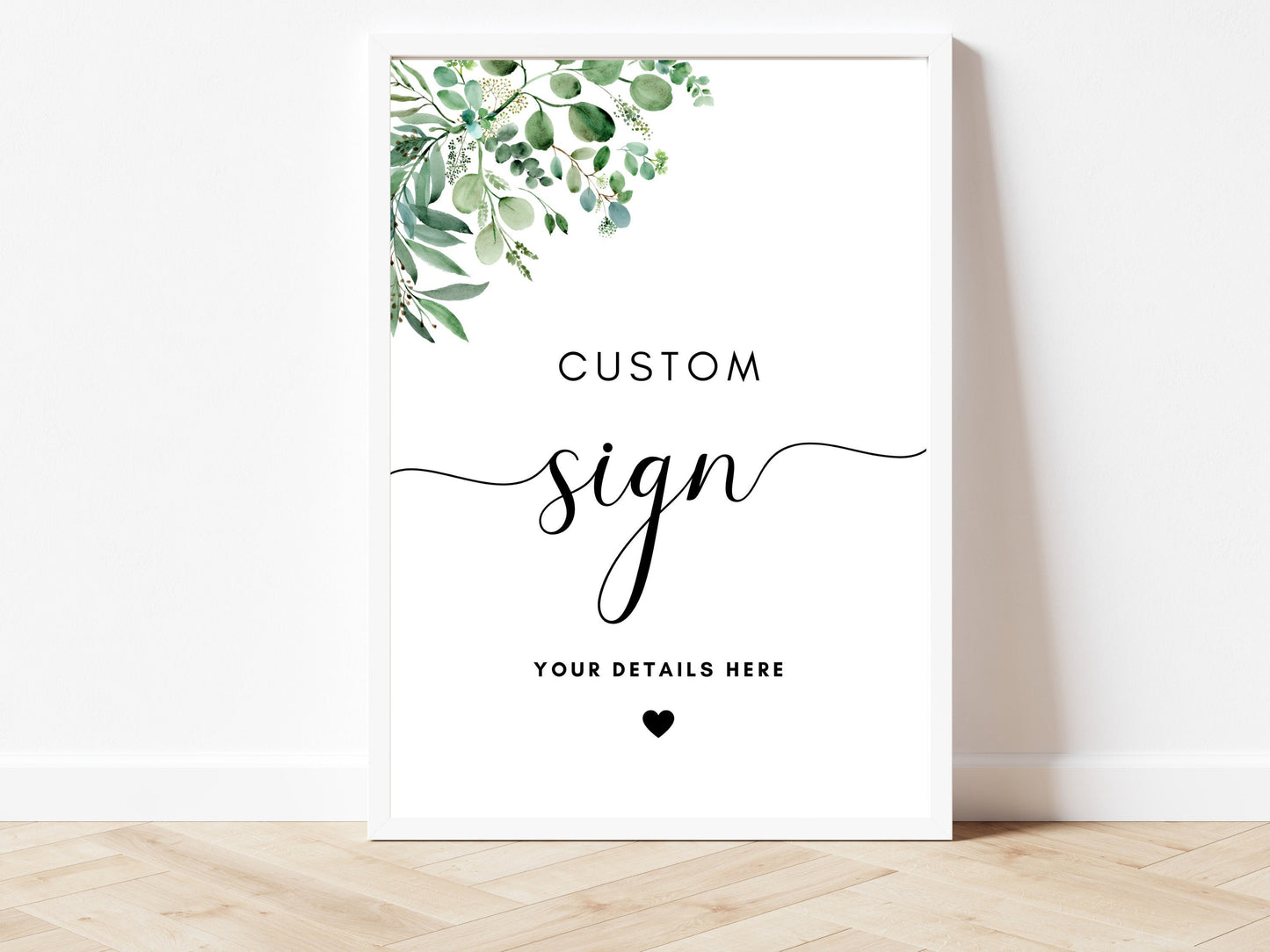 Custom Sign/ Any Wording Personalised Party Sign/ Modern Eucalyptus Greenery Birthday Party/ Botanical Floral Happy Birthday Poster/ AK1