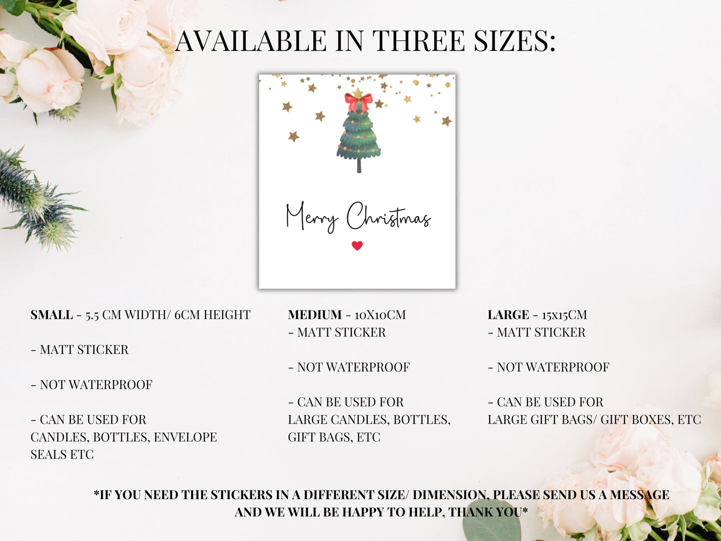 Merry Christmas Sticker/ Winter Christmas Candle Label Gift/ Star Xmas Tree Red Bow Present Box Label/ Stocking Filler Gift Bag Sticker