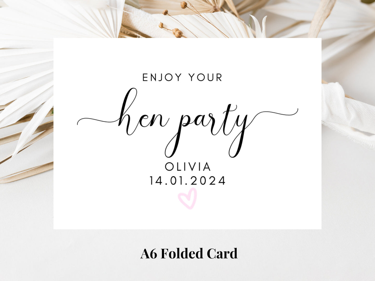 Enjoy Your Hen Party Card/ Personalised Bride to Be Bridal Shower/ Bachelorette Boho Pink Heart Hen Party Weekend Card