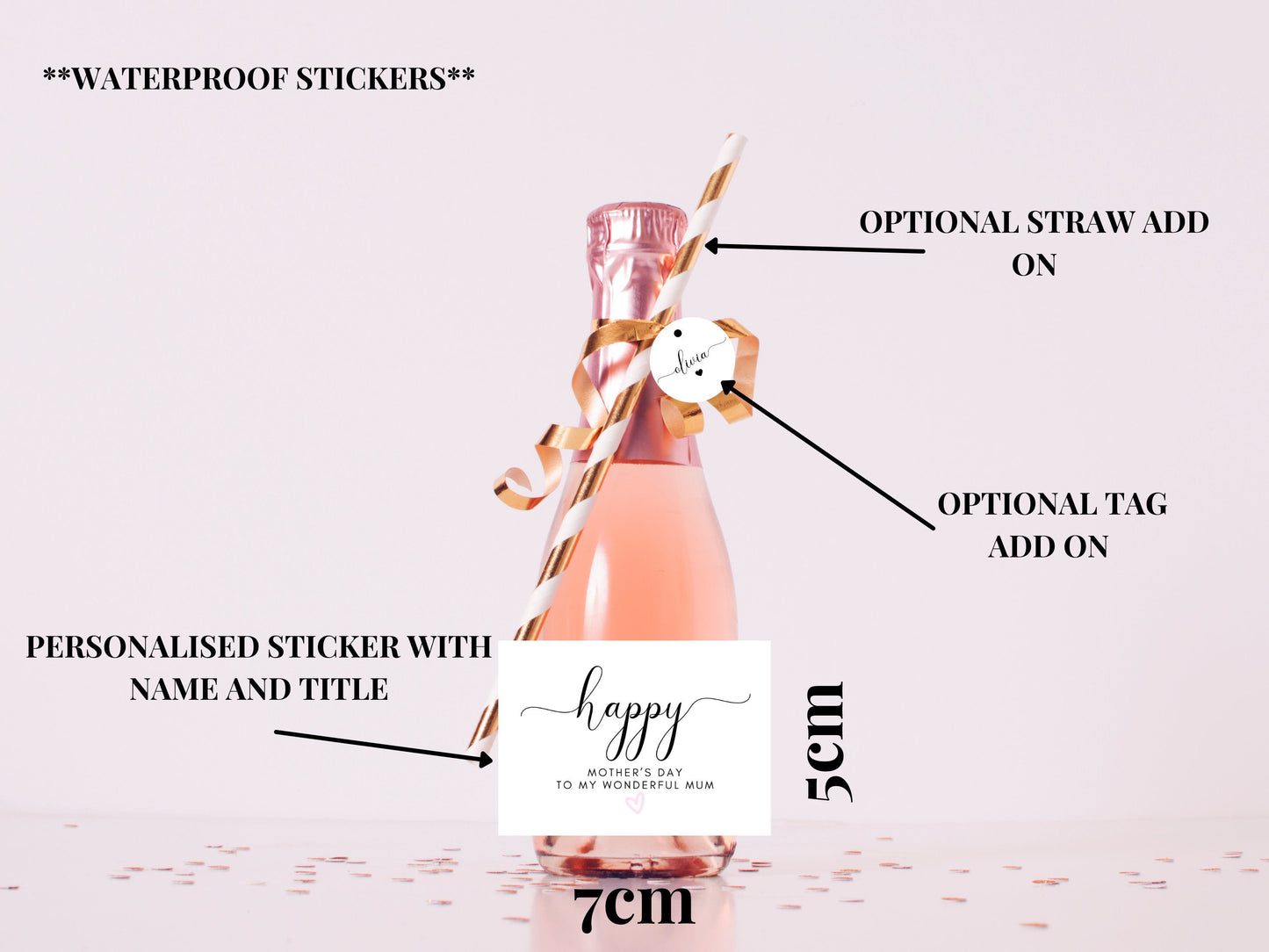 Happy Mothers Day Prosecco Bottle Label/ Personalised I Love You Champagne Bottle/ Mothers Day Wine Sticker Gift/ To a Special Mum Label
