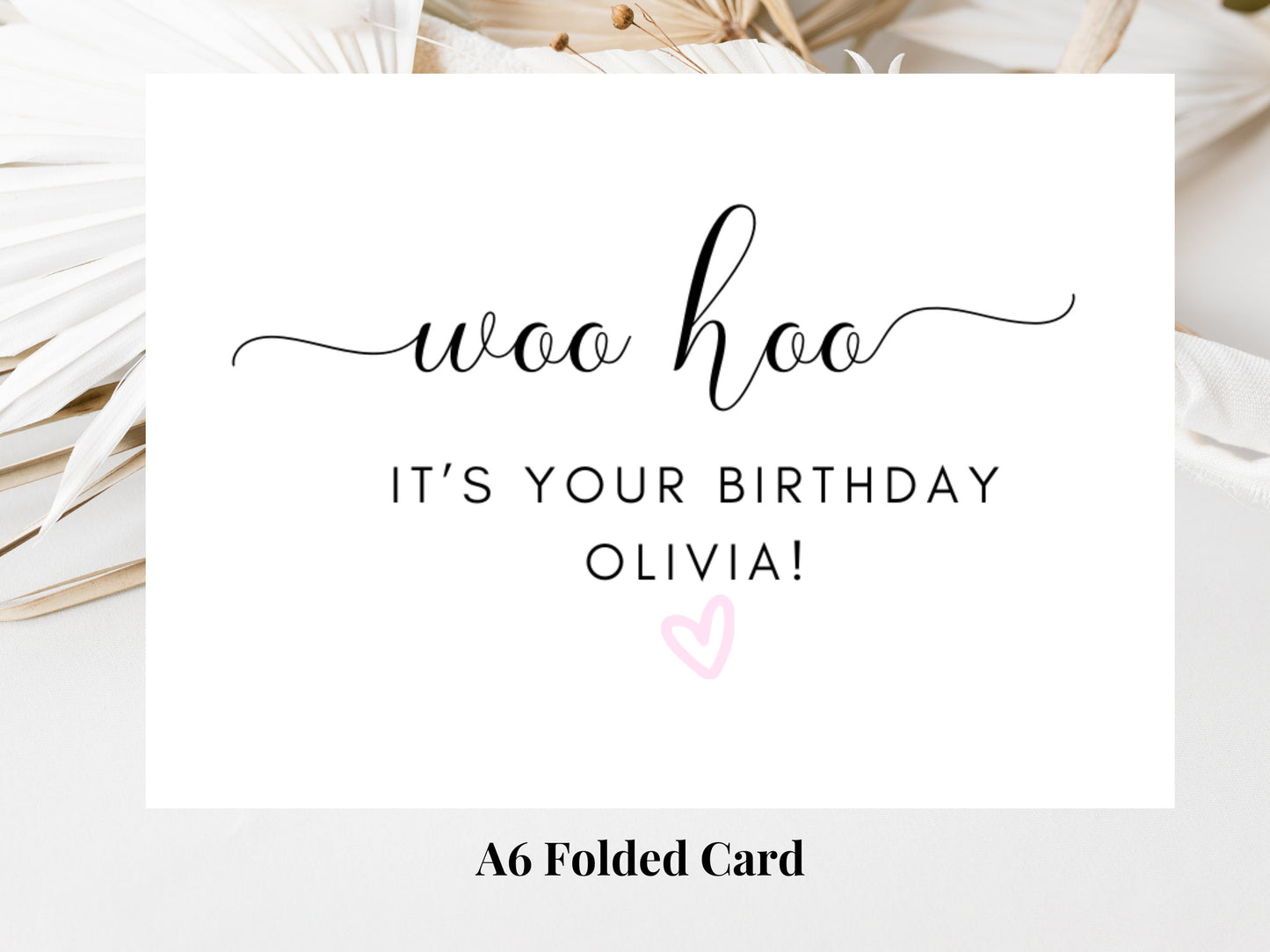 Woo Hoo Its Your Birthday Card/ Personalised Happy Birthday/ Monochrome Simple Neutral Card Bestie/ Childrens Birthday Gift