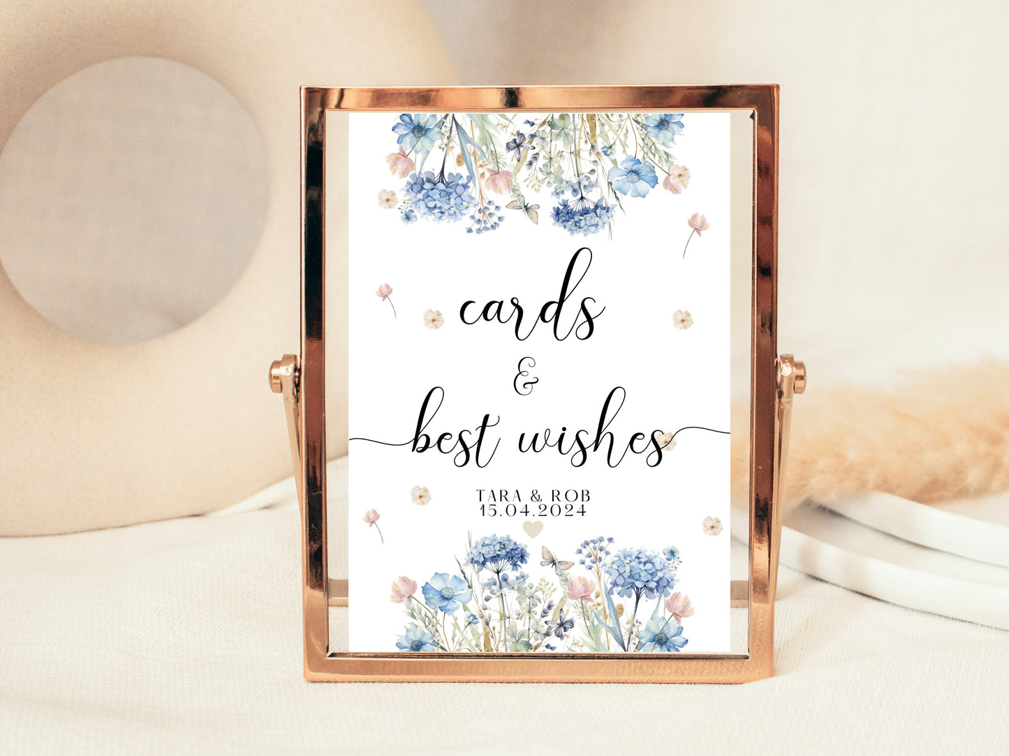 Cards and Best Wishes Sign/ Blue Theme Wedding Reception Please Leave Your Gifts Here Poster/ Wedding Presents/ Card Box Sign