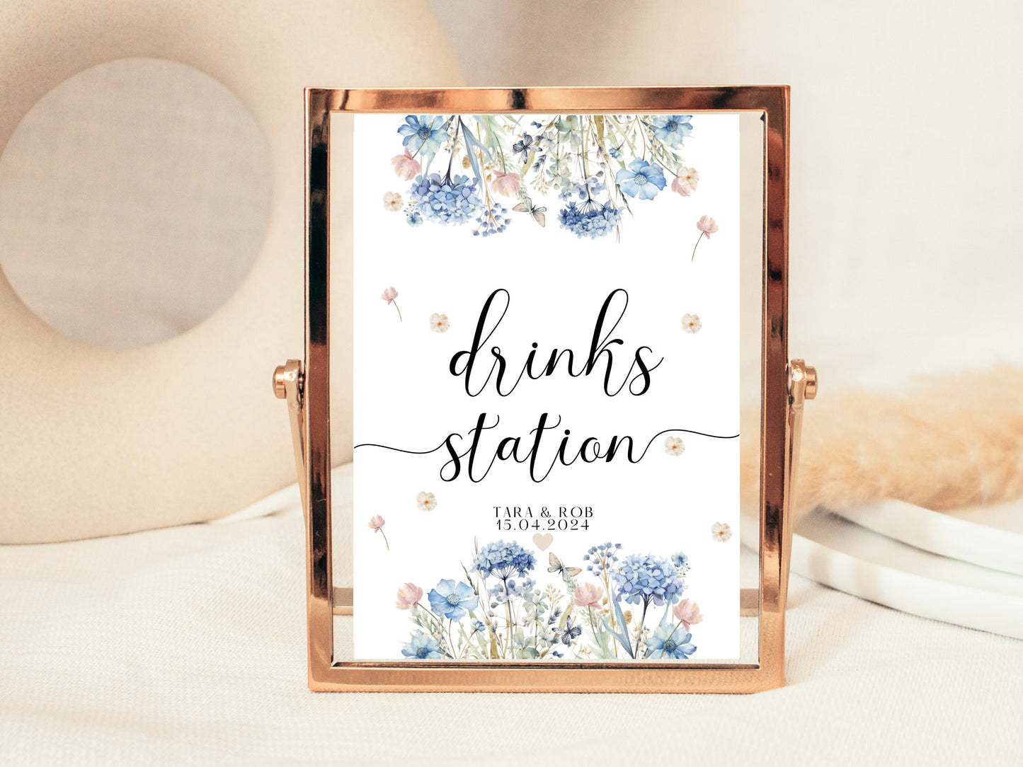 Drinks Station Sign/ Personalised Blue Theme Wedding Reception Bar Alcohol Cocktails Mocktails/ Hen Party/ Bridal Shower/ Bachelorette