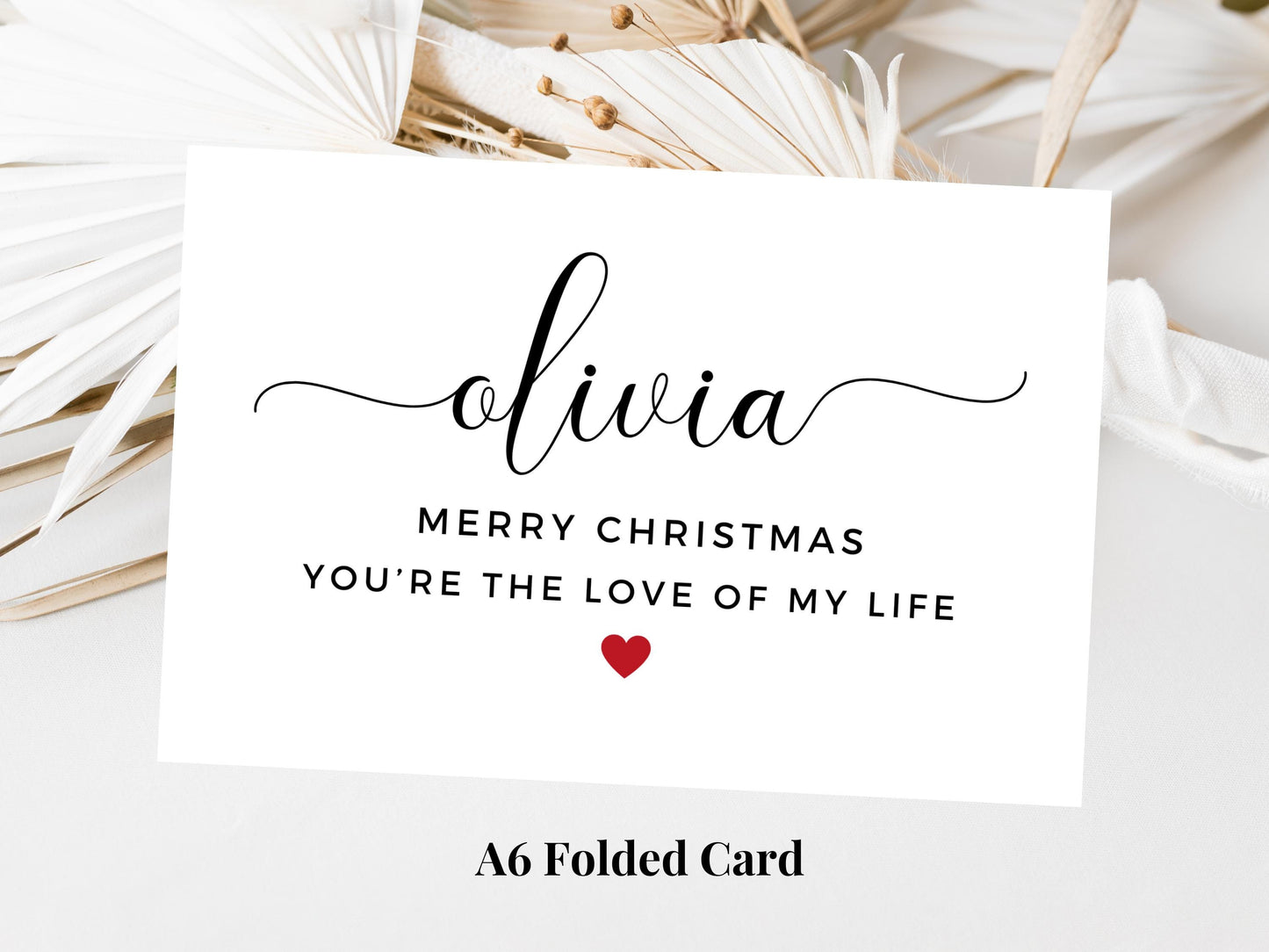 Personalised Youre the Love of My Life Merry Christmas Card/ Happy Christmas/ Season Xmas Greetings Card
