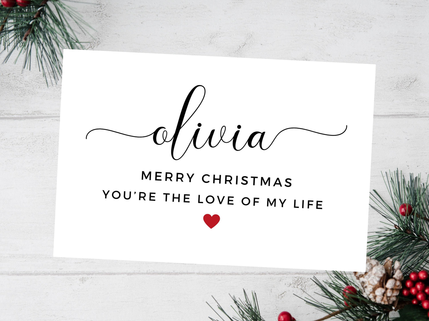Personalised Youre the Love of My Life Merry Christmas Card/ Happy Christmas/ Season Xmas Greetings Card