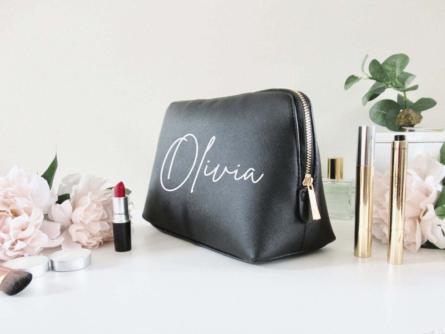 Personalised Hen Party Makeup Bag/ Faux Leather Bridal Shower Purse/ Cosmetic Bag Bachelorette Gift/ Pencil Case/ Travel Accessory Clutch