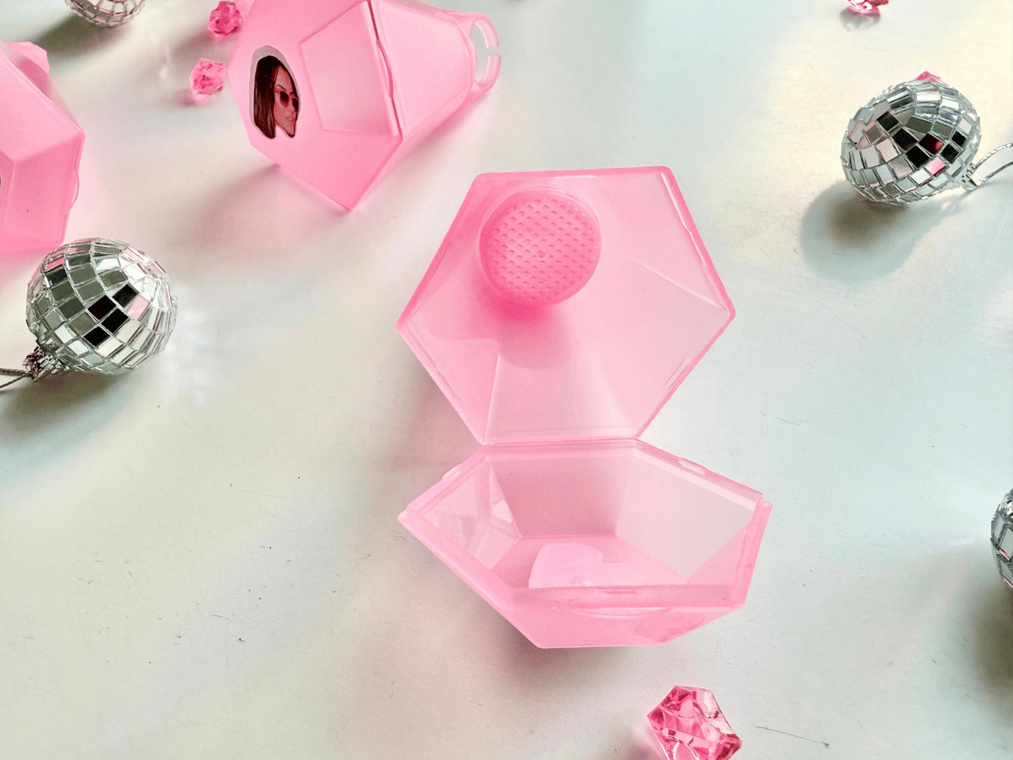 Custom Christmas Party Pink Ring Shot Glass/ Happy Christmas Plastic Cups/ Merry Christmas Party Favours/ Season Greetings Stocking Fillers