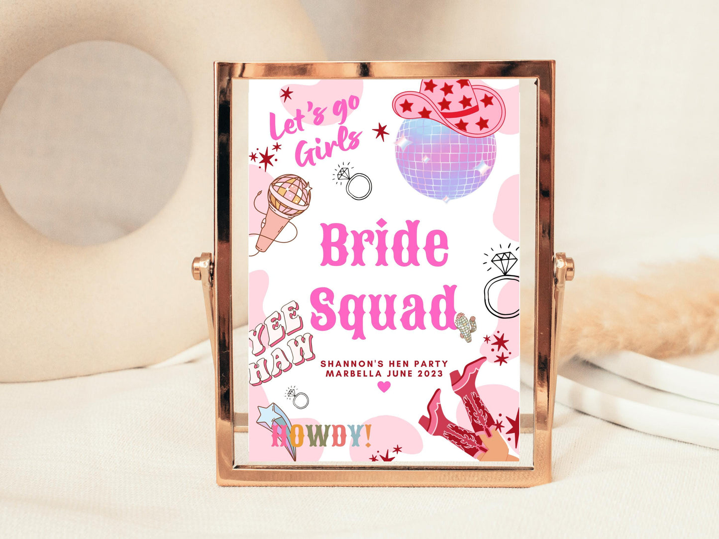 Bride Squad Last Rodeo Sign/ Cowgirl Disco Ball Hen Party/ Bridal Shower/ Last Disco/ Let's Go Girls Nashville/ Nash Bash Country Sign